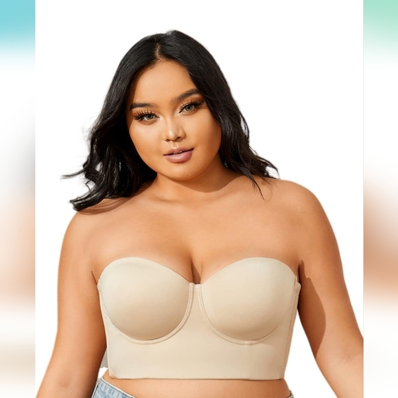 Xuvozta Women's Longline Strapless Bra Full Coverage Minimizer Bra Hide Back Fat - Picture 1 of 7